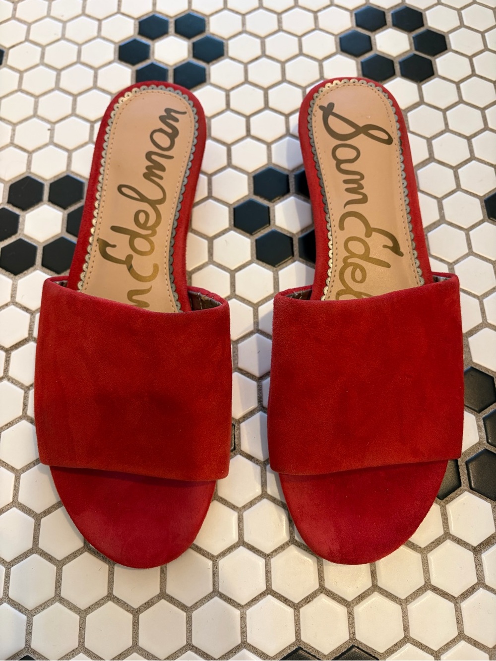 Sam Edelman Red Suede Liliana Slide Mules